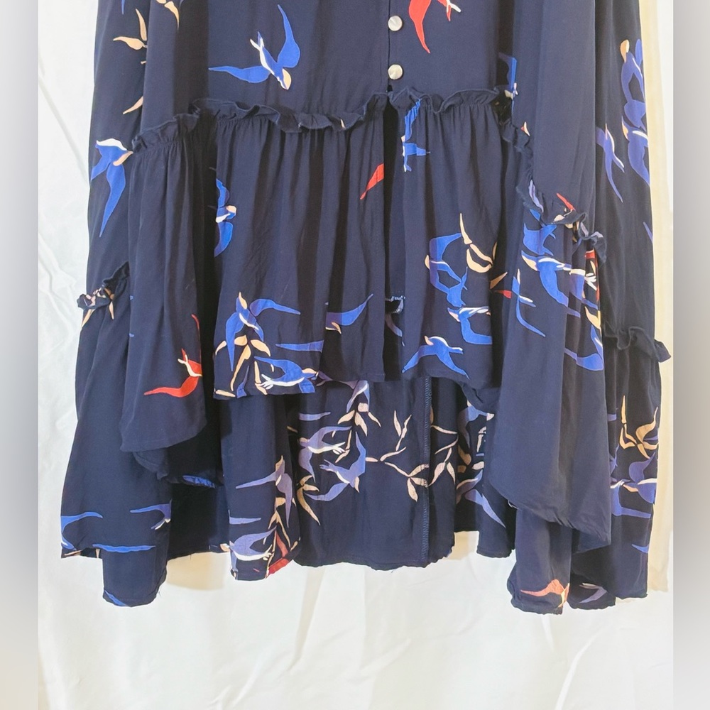 Anthropologie Maeve Western Cut Ruffle Skirt Bird Print 20W - Picture 5 of 9